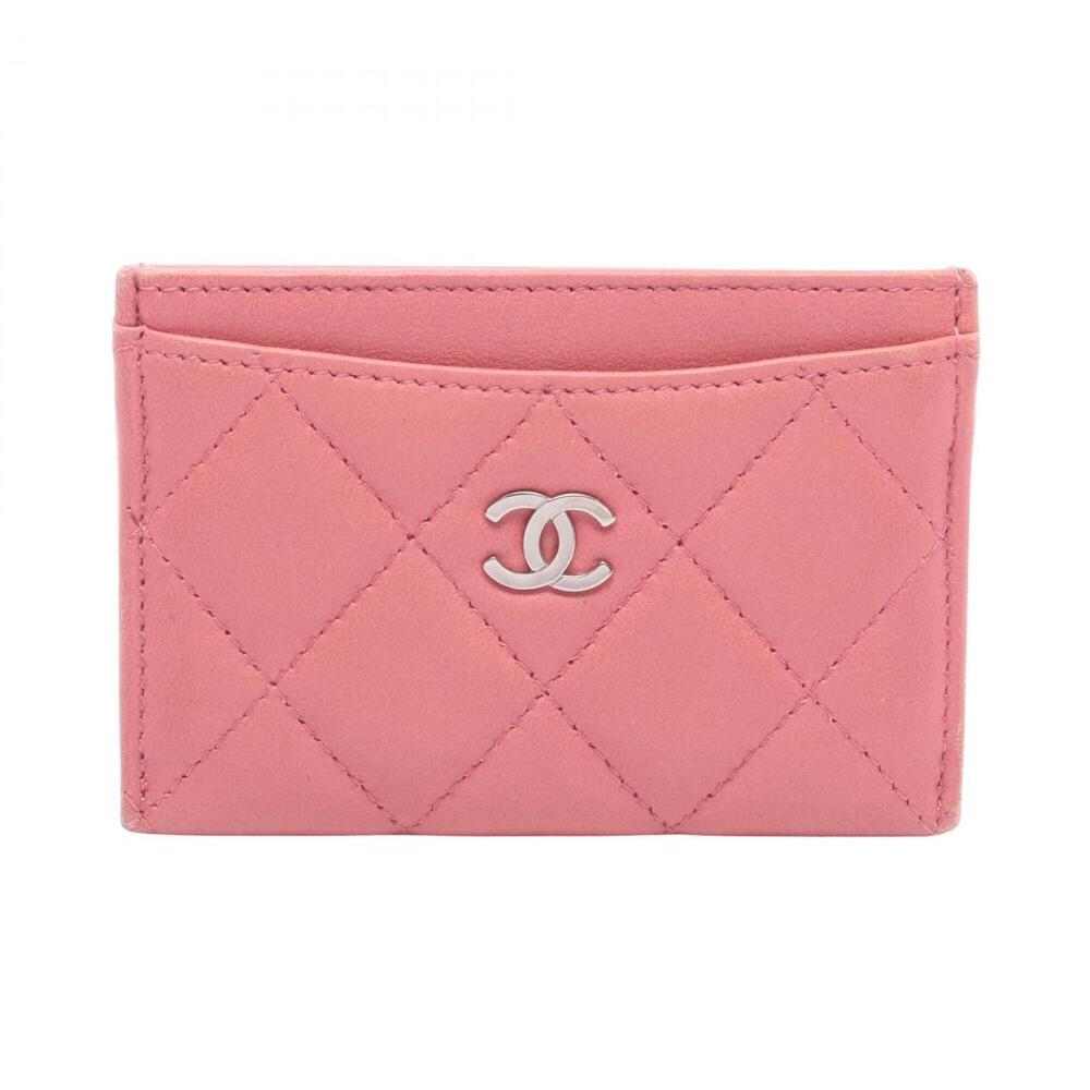 Chanel Matelassé business card holder/card case, lambskin leather, women's, p...